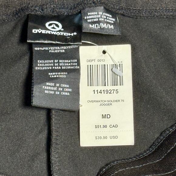 Overwatch NWT Men's Medium Soldier 76 Black Jogger Track Pants Sweats Athleisure - Picture 5 of 11